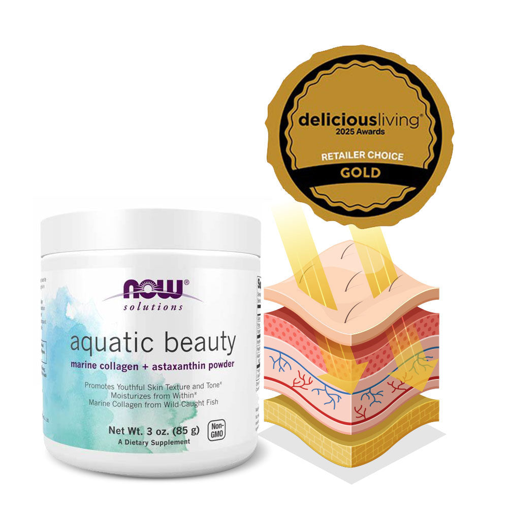 (Best by 07/25) NOW Solutions, Aquatic Beauty Plus Marine Collagen From Wild-Caught Fish and Astaxanthin Powder, 3-Ounce (85g) Supplement NOW Foods USA