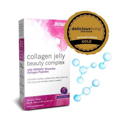 NOW Solutions, Collagen Jelly Beauty Complex, Sweet Plum Flavor, 10 Jelly Sticks Vitamins &amp; Supplements NOW Foods USA