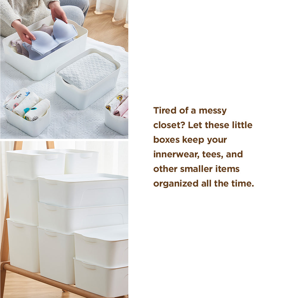 [Morilins Home] White Japanese-Style Clean & Modern Design Stackable White Lidded Plastic Storage Box - Bloom Concept