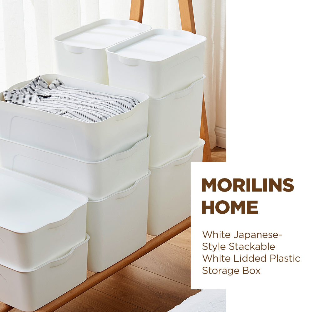 [Morilins Home] White Japanese-Style Clean & Modern Design Stackable White Lidded Plastic Storage Box - Bloom Concept