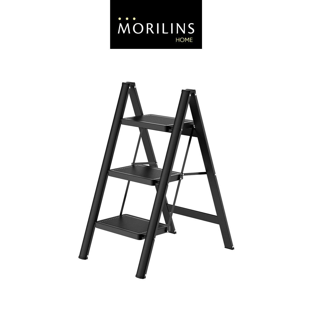 [Morilins Home] Modern Minimalist Ultra-Thin 3-Step / 4-Step Lightweight Folding Ladder - Wide Anti-Slip Steps, Multi-Functional, Ideal for Home & Office (Supports up to 150kg) - Bloom Concept