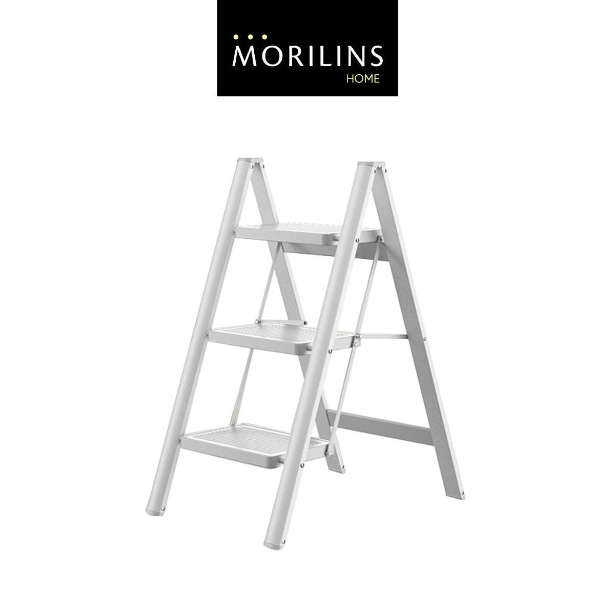 [Morilins Home] Modern Minimalist Ultra-Thin 3-Step / 4-Step Lightweight Folding Ladder - Wide Anti-Slip Steps, Multi-Functional, Ideal for Home & Office (Supports up to 150kg) - Bloom Concept