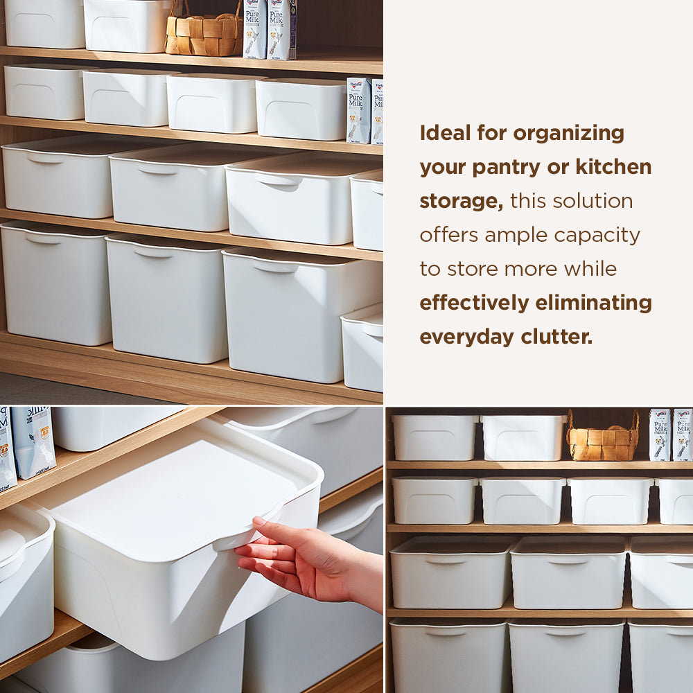 [Morilins Home] White Japanese-Style Clean & Modern Design Stackable White Lidded Plastic Storage Box - Bloom Concept