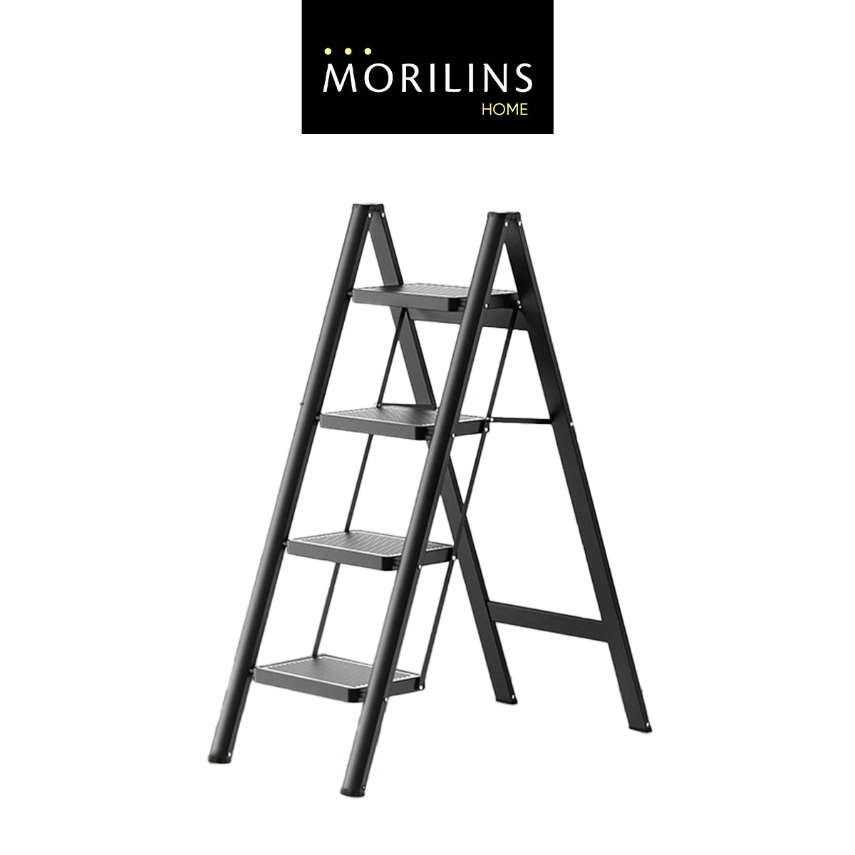 [Morilins Home] Modern Minimalist Ultra-Thin 3-Step / 4-Step Lightweight Folding Ladder - Wide Anti-Slip Steps, Multi-Functional, Ideal for Home & Office (Supports up to 150kg) - Bloom Concept