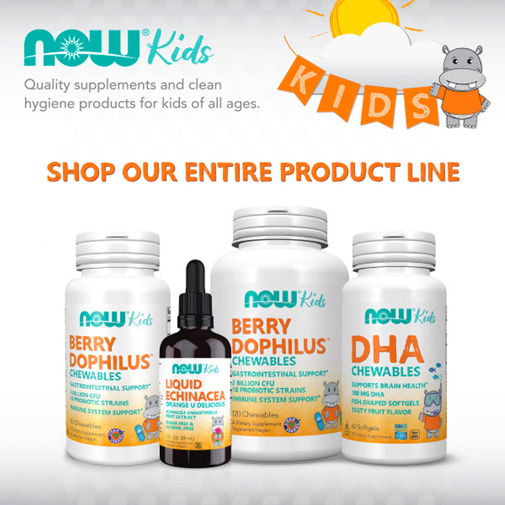 NOW Supplements, Kid Cal with Calcium Citrate, Magnesium and Vitamin D, Tart Orange, 100 Chewables - Bloom Concept