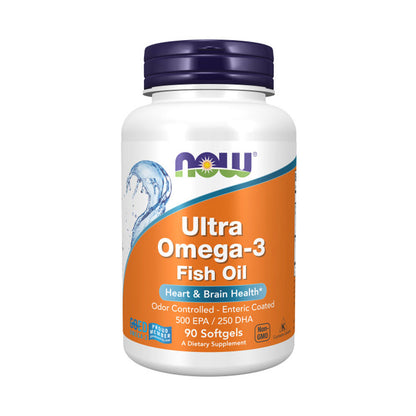 NOW Supplements, Ultra Omega-3 Molecularly Distilled and Enteric Coated, 90 Softgels Vitamins &amp; Supplements NOW Foods USA