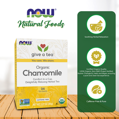 NOW Foods, Chamomile Tea, Comfort in a Cup, Relaxing and Caffeine-Free, Non-GMO, 24-Count Natural Foods NOW Foods USA