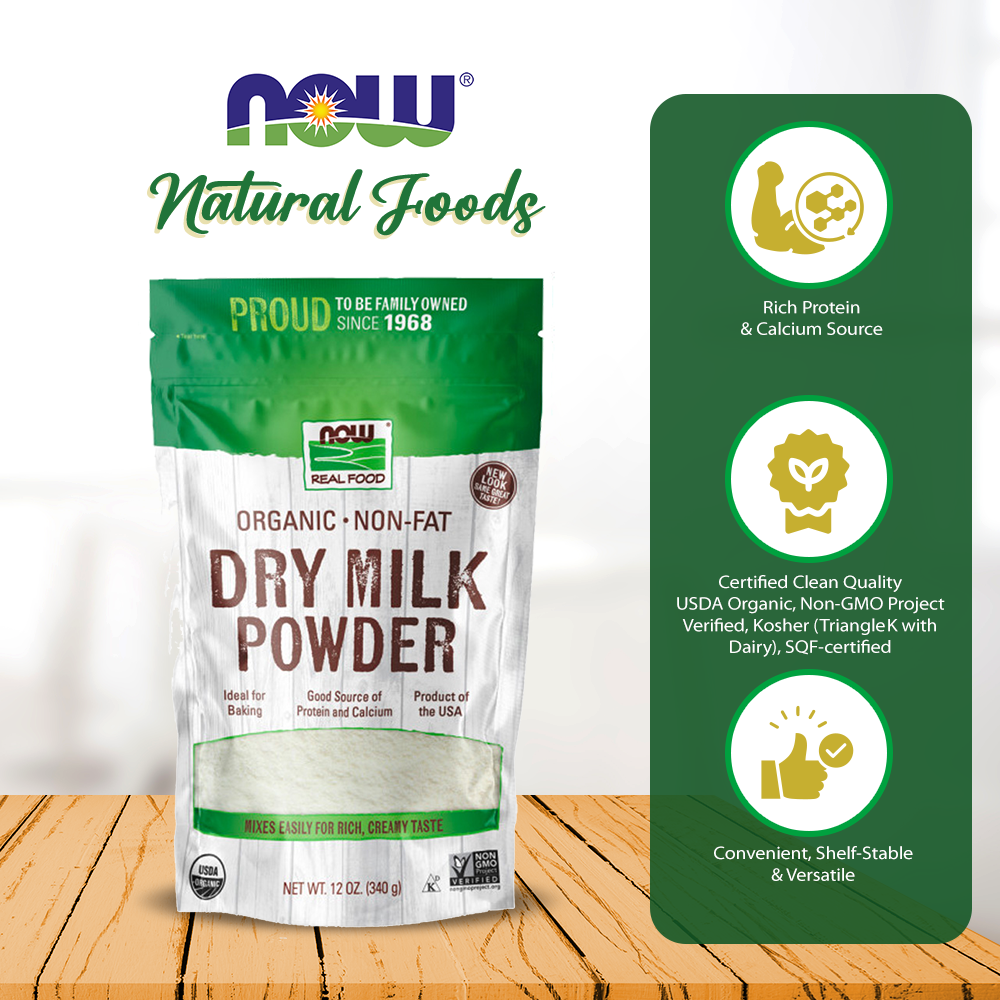 (Best by 01/26) NOW Foods, Organic Non-Fat Dry Milk Powder with Protein and Calcium, Product of the USA, 12-Ounce (340g) Natural Foods NOW Foods USA