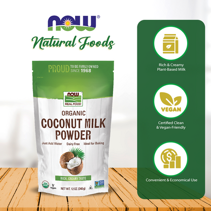 NOW Foods, Organic Coconut Milk Powder, Dairy Free/ Vegan, Just Add Water, 12-Ounce (340g) Baking Needs NOW Foods USA