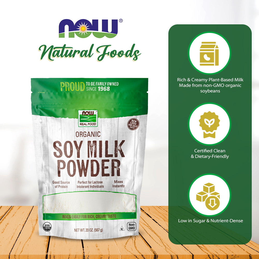 NOW Foods, Organic Soy Milk Powder, Instant Mix Dairy Alternative, Non-GMO, 20-Ounce (567g) Natural Foods NOW Foods USA
