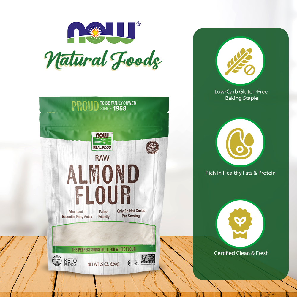 NOW Foods, Almond Flour with Essential Fatty Acids, 5 g Carbs per Serving, 22-Ounce (684 g) Natural Foods NOW Foods USA