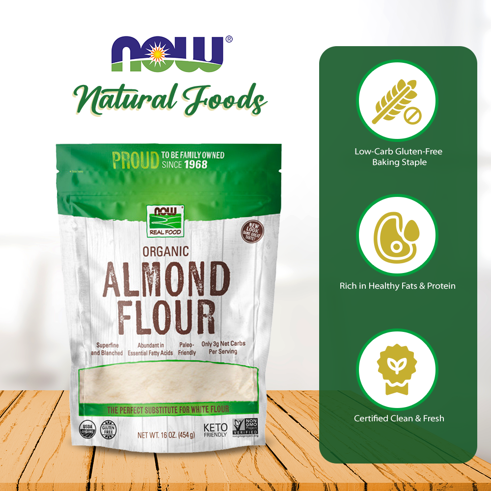 NOW Foods, Organic Almond Flour, Superfine, Blanched, Certified Non-GMO, 16-Ounce (454 g) Natural Foods NOW Foods USA