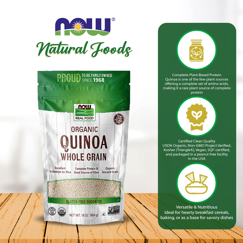NOW Foods, Organic Quinoa Whole Grain, Gluten-Free, Ancient Grain, Source of Protein and Fiber, 16-Ounce (454 g) Natural Foods NOW Foods USA
