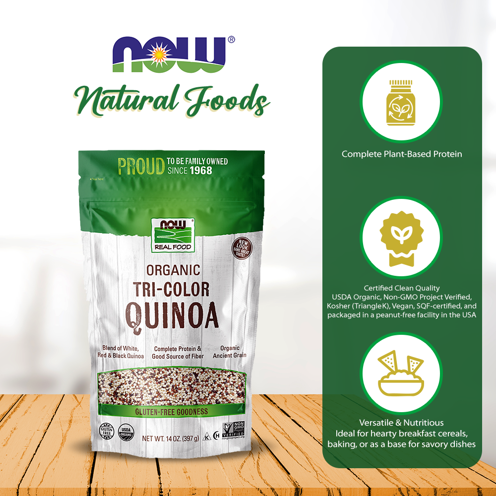 NOW Foods, Organic Tri-Color Quinoa, Gluten-Free, Non-GMO and Allergy-Friendly, Source of Protein and Iron, 14-Ounce (397g) Natural Foods NOW Foods USA