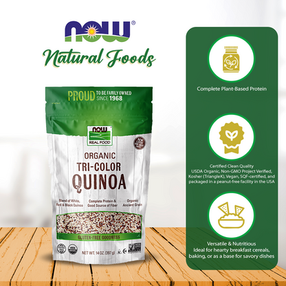 NOW Foods, Organic Tri-Color Quinoa, Gluten-Free, Non-GMO and Allergy-Friendly, Source of Protein and Iron, 14-Ounce (397g) Natural Foods NOW Foods USA