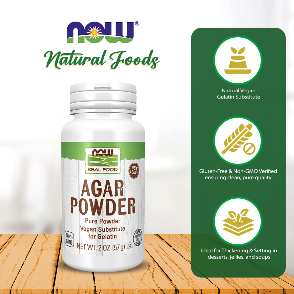 NOW Foods, Agar Pure Powder, Vegetarian Substitute for Gelatin, Gluten-free, Kosher, 2-Ounce (57 g) Natural Foods NOW Foods USA