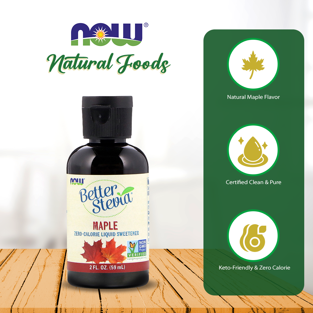 NOW Foods, Better Stevia, Liquid, Maple, Zero-Calorie Liquid Sweetener, Low Glycemic Impact, Certified Non-GMO, 2-Ounce (59 ml) Natural Foods NOW Foods USA