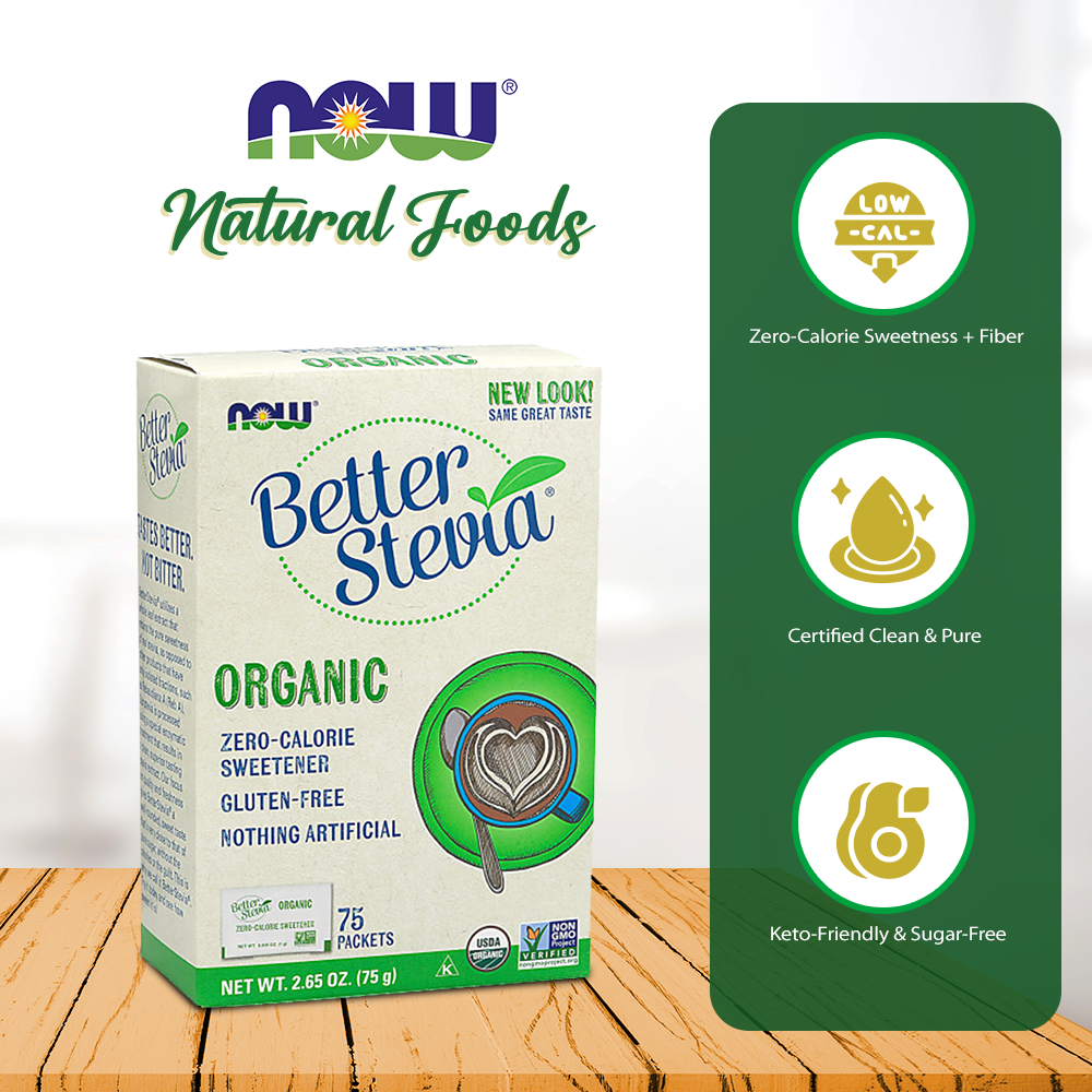Now Foods, Certified Organic, Better Stevia, 75 Packets, 2.65 oz (75 g) Natural Foods NOW Foods USA