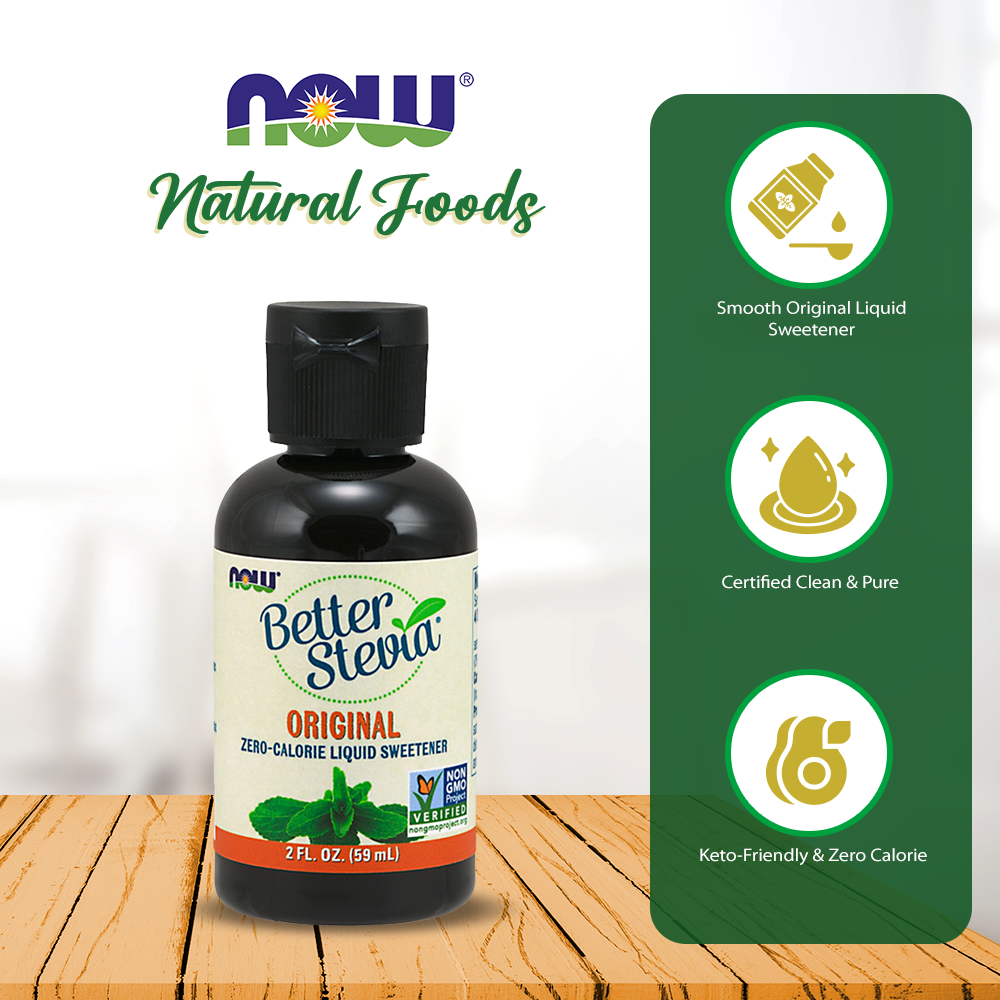NOW Foods, Better Stevia Liquid, Original, Zero-Calorie Liquid Sweetener, Low Glycemic Impact, Certified Non-GMO, 2-Ounce (60ml) Natural Foods NOW Foods USA