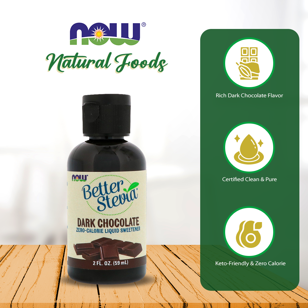 Now Foods, BetterStevia Liquid, Zero-Calorie Liquid Sweetener, Dark Chocolate, 2 fl oz (59 ml) Natural Foods NOW Foods USA