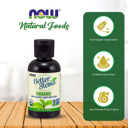 NOW Foods, Certified Organic BetterStevia Liquid, Zero-Calorie Liquid Sweetener, Low Glycemic Impact, Certified Non-GMO, 2-Ounce (60 ml) Natural Foods NOW Foods USA