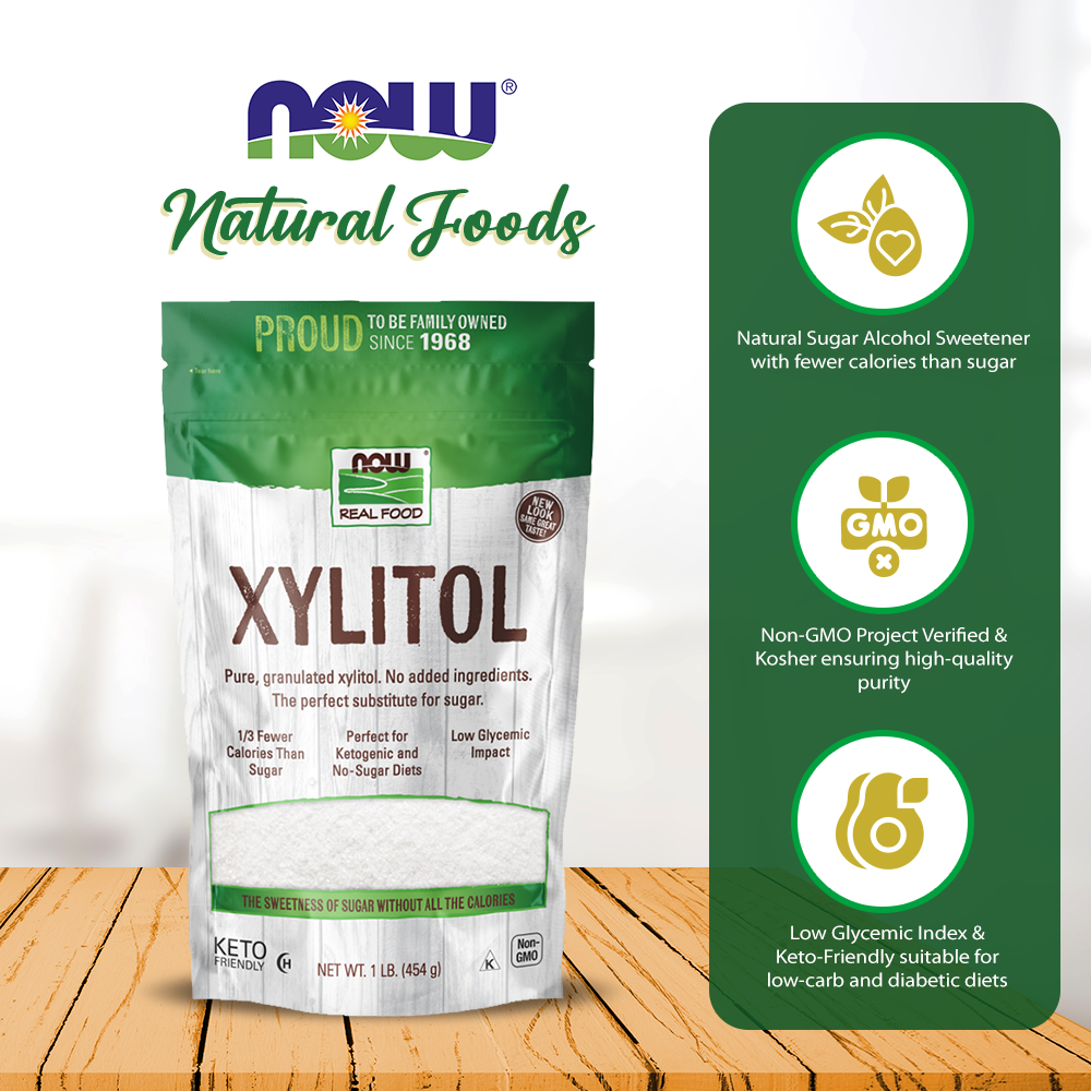 NOW Foods, Xylitol, Pure with No Added Ingredients, Keto-Friendly, Low Glycemic Impact, Low Calorie, 1-Pound (Packaging May Vary) (454g) Natural Foods NOW Foods USA