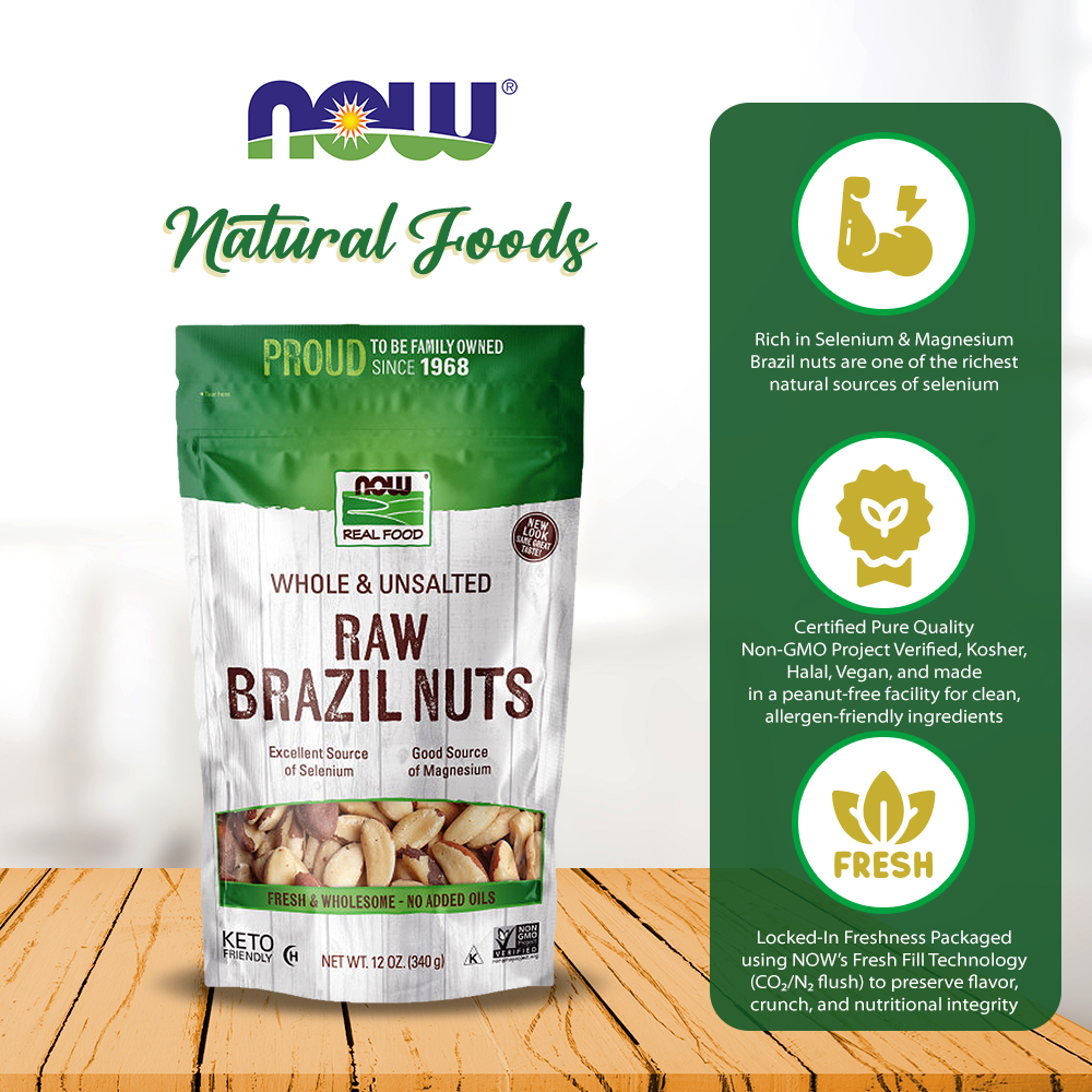 NOW Foods, Brazil Nuts, Whole, Raw and Unsalted, Source of Selenim and Magnesium, 12-Ounce (340g) Natural Foods NOW Foods USA