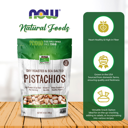 NOW Foods, Pistachios, Roasted with Sea Salt, Source of Protein, Fiber and Healthy Fatty Acids, (340g) Natural Foods NOW Foods USA