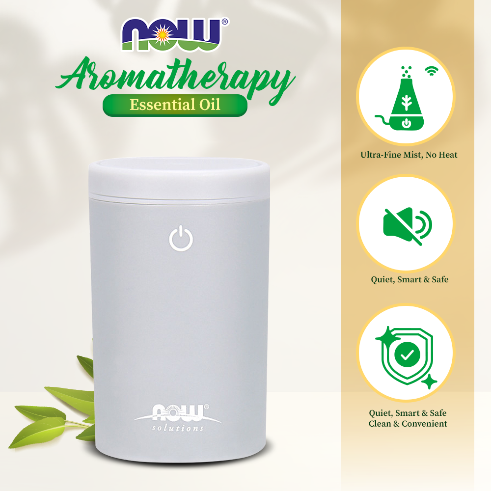 NOW Essential Oils, Portable USB Ultrasonic Aromatherapy Oil Diffuser, Extremely Quiet and Heat Free, Travel Friendly Diffuser Diffuser NOW Foods USA