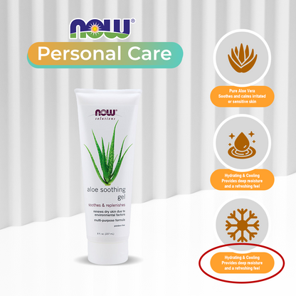 NOW Solutions, Aloe Soothing Gel, Soothing and Replenishing After Sun, Multi-Purpose Formula, 8-Ounce (237ml)