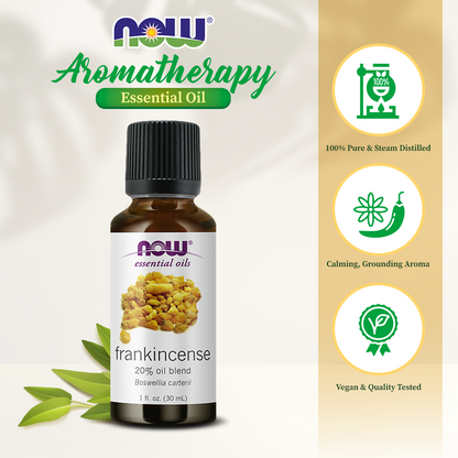 NOW Foods Frankincense Oil Blend, 20% Blend of Pure Frankincense Oil in Pure Jojoba Oil, Centering Aromatherapy Scent,1-Ounce (30ml) Essential oils NOW Foods USA