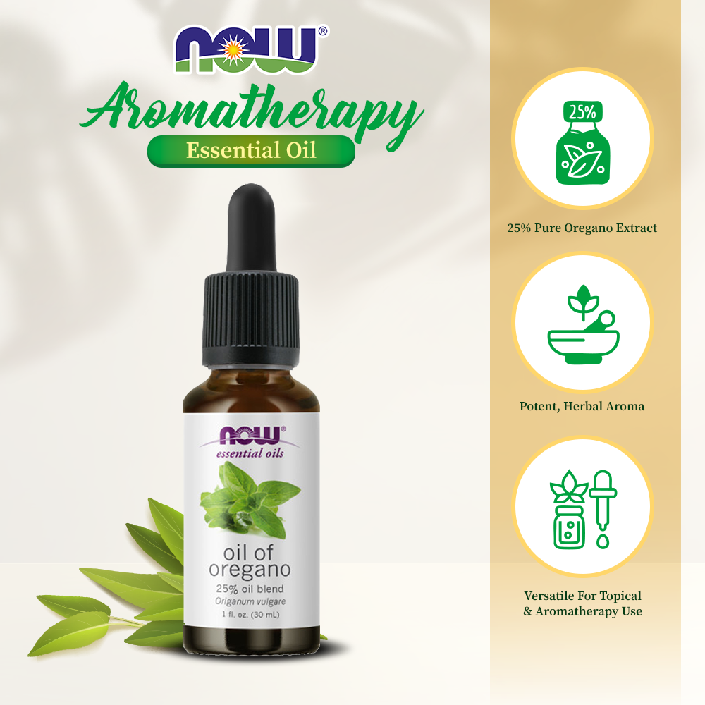 NOW Foods Oil of Oregano, 25% Blend of Pure Oregano Oil in Pure Olive Oil, Comforting Aromatherapy Scent, 1-Ounce (30ml) Essential oils NOW Foods USA