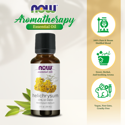 NOW Essential Oils, Helichrysum Oil Blend, Soothing Aromatherapy Scent, Steam Distilled, 100% Pure, Vegan, Child Resistant Cap, 1-Ounce (30ml) Essential oils NOW Foods USA