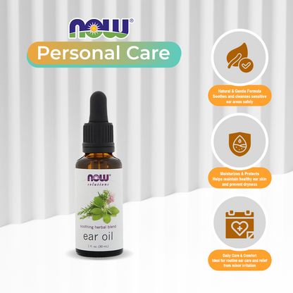 NOW Solutions, Ear Oil, Soothing Herbal Blend, Great on Mild Discomfort or Irritation, 1-Ounce (30 ml)