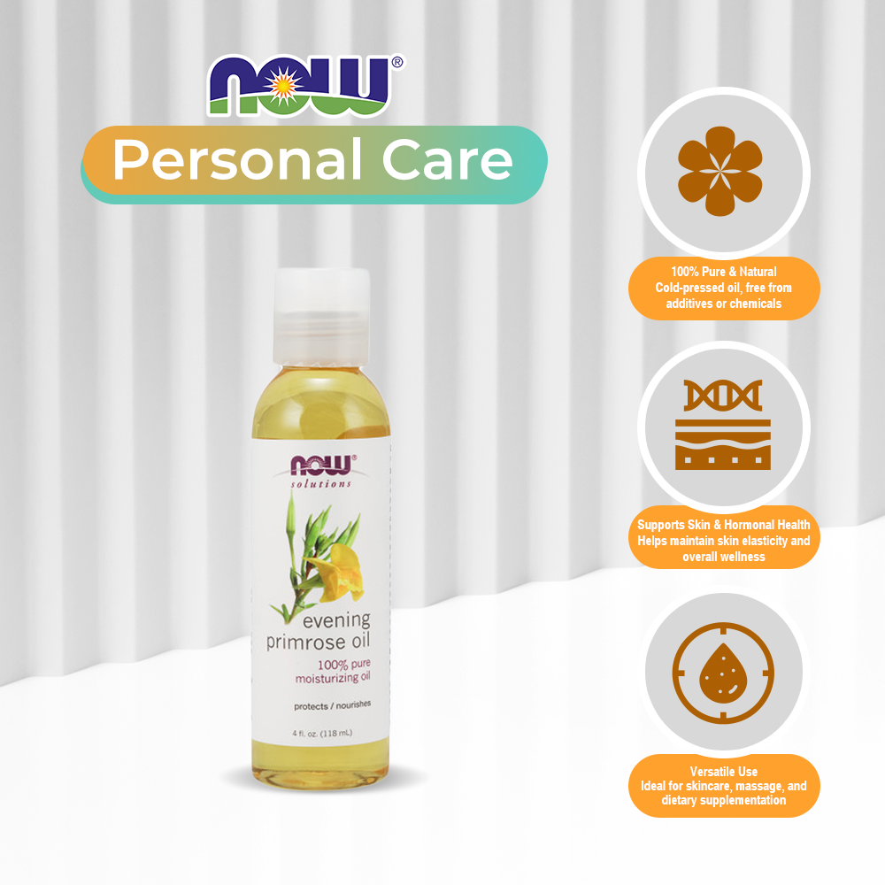 NOW Solutions, Evening Primrose Oil, 100% Pure Moisturizing Oil, 4-Ounce (118 ml)