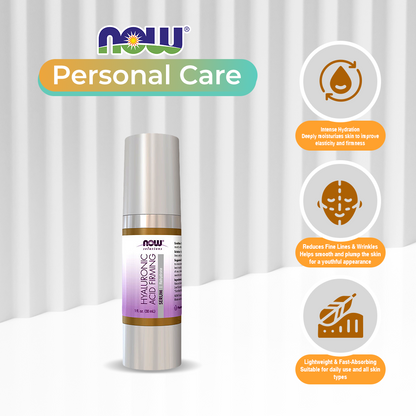 (Best by 03/26) NOW Solutions, Hyaluronic Acid Firming Serum, Naturally Reduces Appearance of Fine Lines, 1 fl oz (30 ml)
