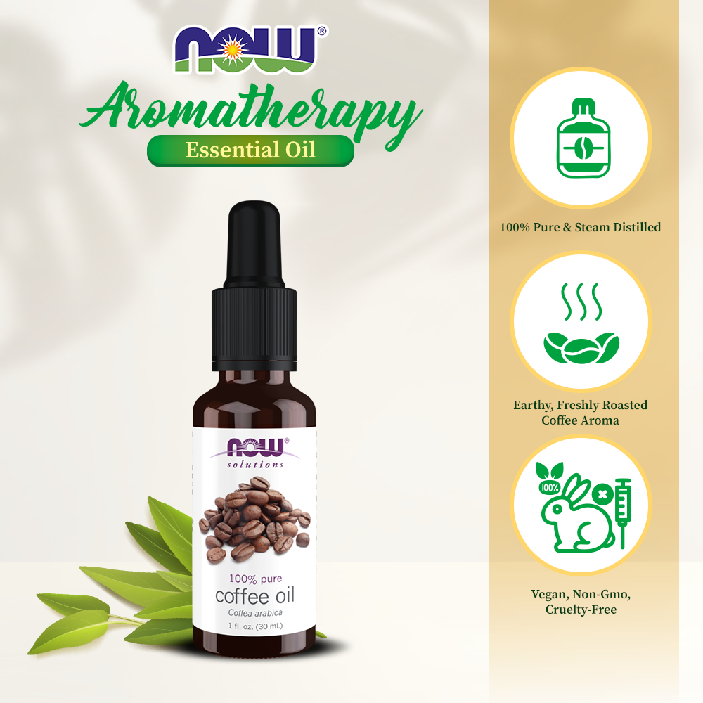 (Best by 12/26) NOW Essential Oils, Coffee Oil, 100% Pure, 1-Ounce (30 ml) Essential oils NOW Foods USA