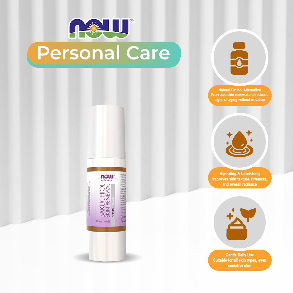 NOW Solutions, Bakuchiol Skin Renewal Serum, Smooth Skin, 1 fl oz (30 ml)