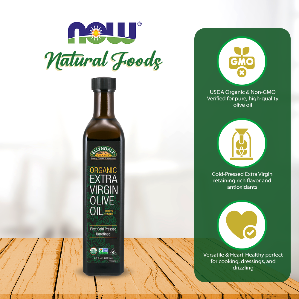 NOW Foods, Extra Virgin Olive Oil, Cold-Pressed and Unrefined, Full-Bodied, High-Quality EVOO, 16.9-Ounce (500ml) Natural Foods NOW Foods USA