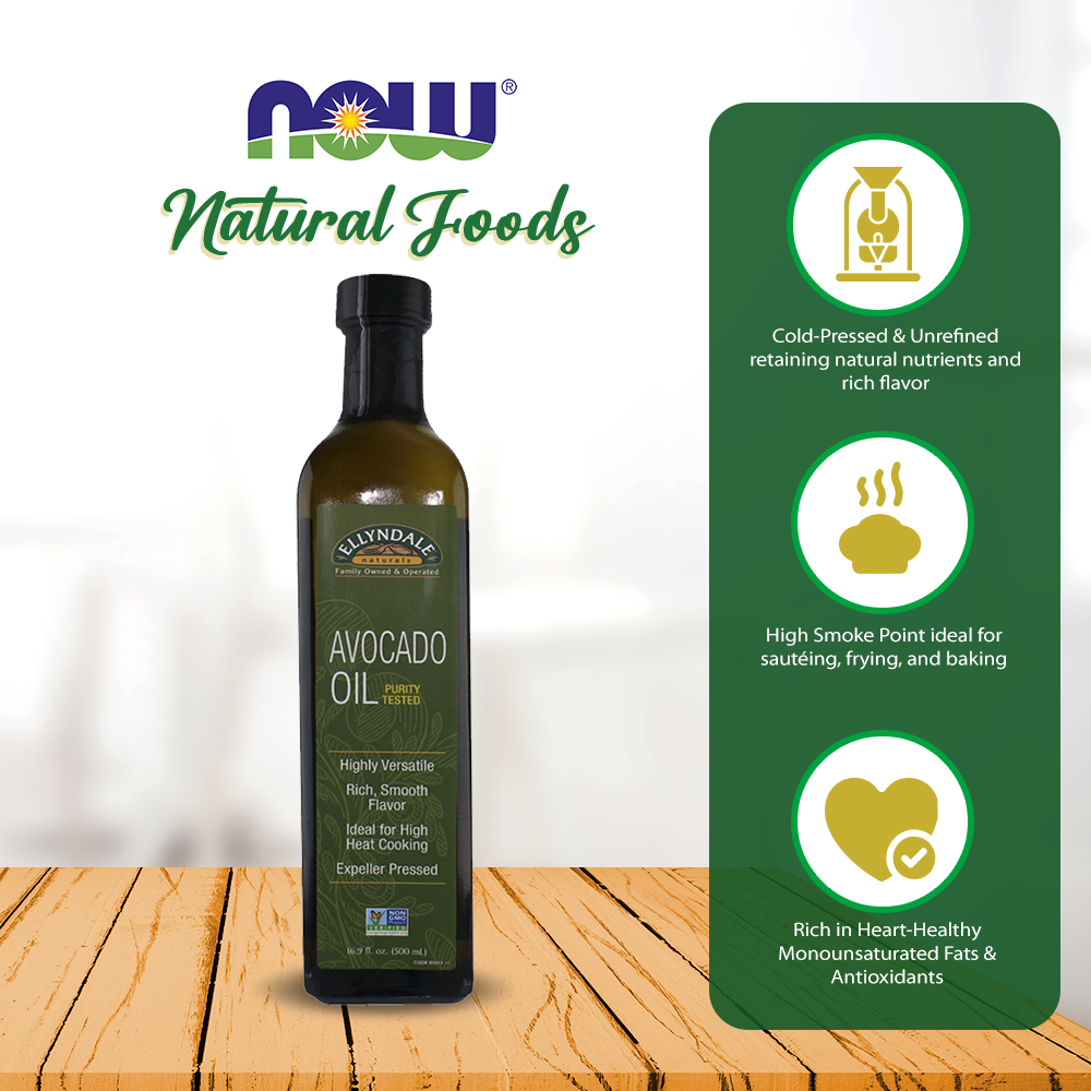 NOW Foods, Avocado Cooking Oil in Glass Bottle, Rich Smooth Flavor, Ideal for High Heat Cooking, Expeller Pressed, Certified Non-GMO, 16.9-Ounce Natural foods NOW Foods USA