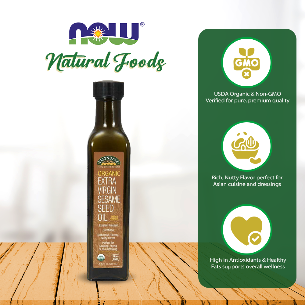 NOW Foods, Certified Organic Extra Virgin Sesame Seed Oil, 8.45-Ounce (250ml) Natural Foods NOW Foods USA