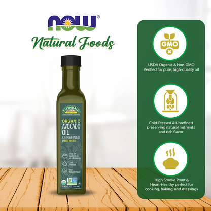 NOW Foods EllynDale Avocado Cooking Oil, Organic in Glass Bottle, 8.45 fl. oz (250ml) Natural foods NOW Foods USA