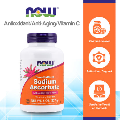 NOW Supplements, Sodium Ascorbate Powder, Buffered, Antioxidant Protection*, 8-Ounce (227 g) Vitamins &amp; Supplements NOW Foods USA