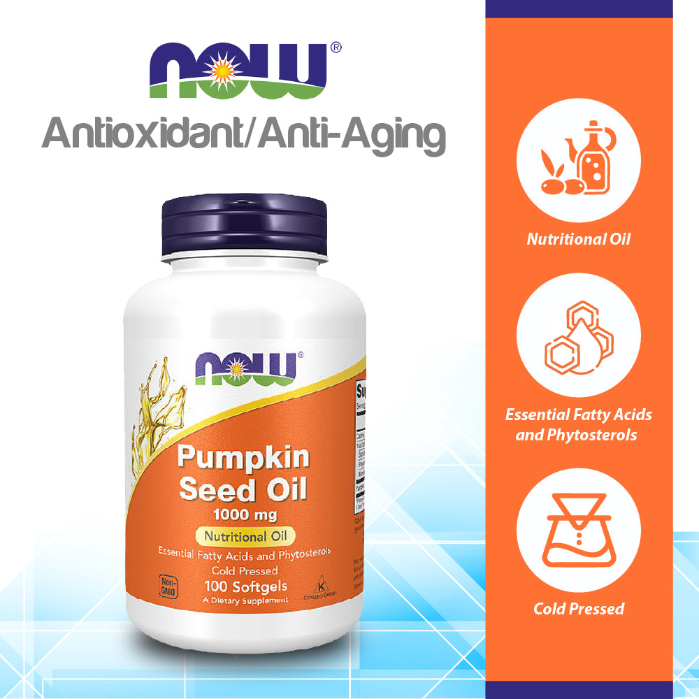 NOW Supplements, Pumpkin Seed Oil 1000 mg with Essential Fatty Acids and Phytosterols, Cold Pressed, 100 Softgels Vitamins &amp; Supplements NOW Foods USA