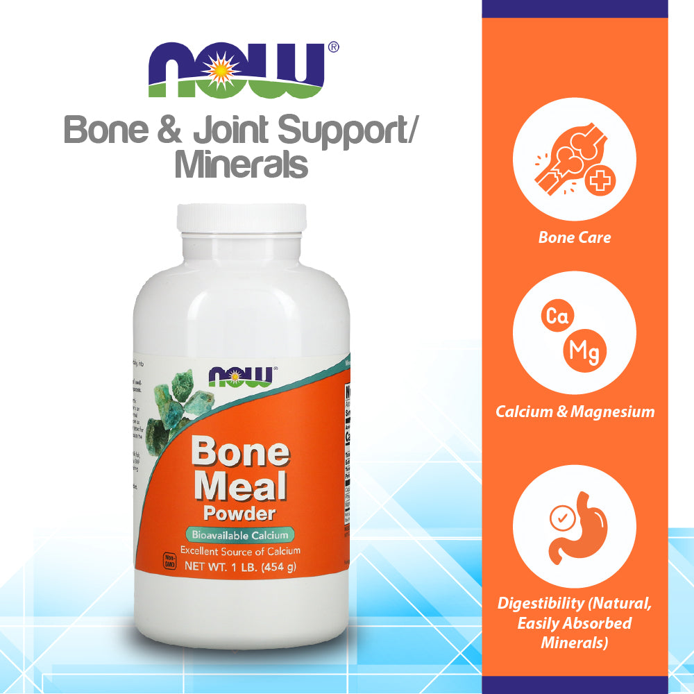 NOW Supplements, Bone Meal Powder with Calcium Carbonate and Magnesium Oxide, Natural Calcium Source, 1-Pound (454g) Vitamins &amp; Supplements NOW Foods USA