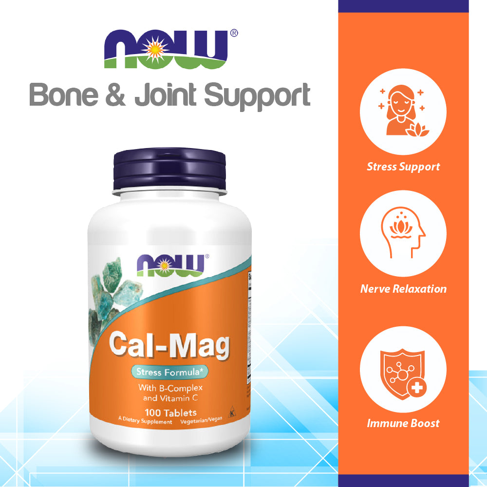NOW Supplements, Cal-Mag Stress Formula with B-Complex and Vitamin C, 100 Tablets Vitamins &amp; Supplements NOW Foods USA