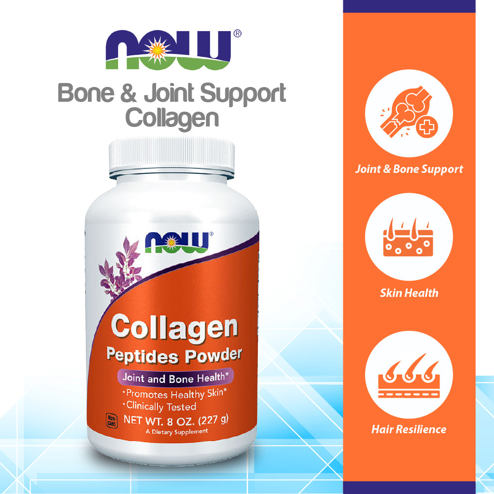 NOW Supplements, Collagen Peptides Powder, Clinically Tested, Joint and Bone Health*, 8-Ounce (227g) Vitamins & Supplements NOW Foods USA