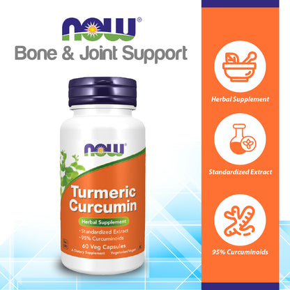NOW Supplements, Turmeric Curcumin, Derived from Turmeric Root Extract, 95% Curcuminoids, Herbal Supplement, 60 Veg Capsules Vitamins &amp; Supplements NOW Foods USA