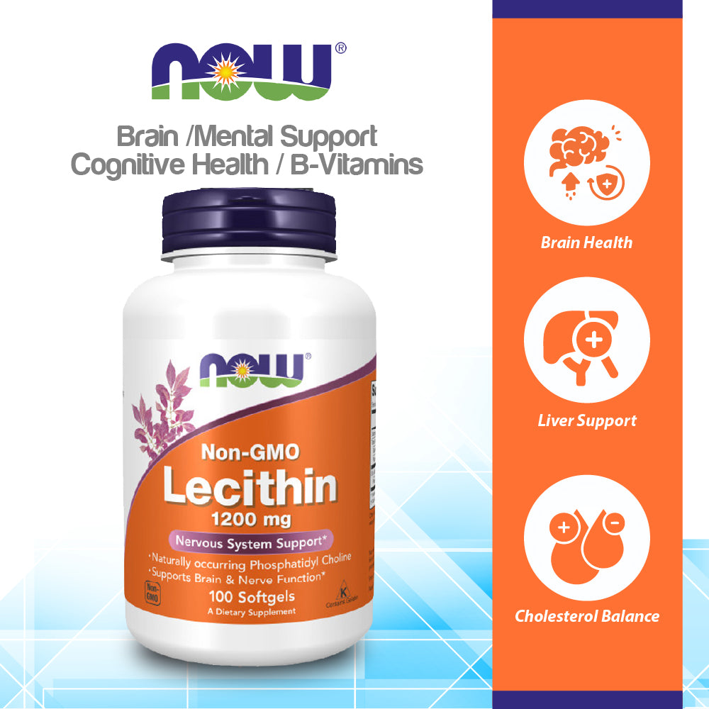 NOW Supplements, Lecithin 1200 mg with naturally occurring Phosphatidyl Choline, 100 Softgels Vitamins & Supplements NOW Foods USA