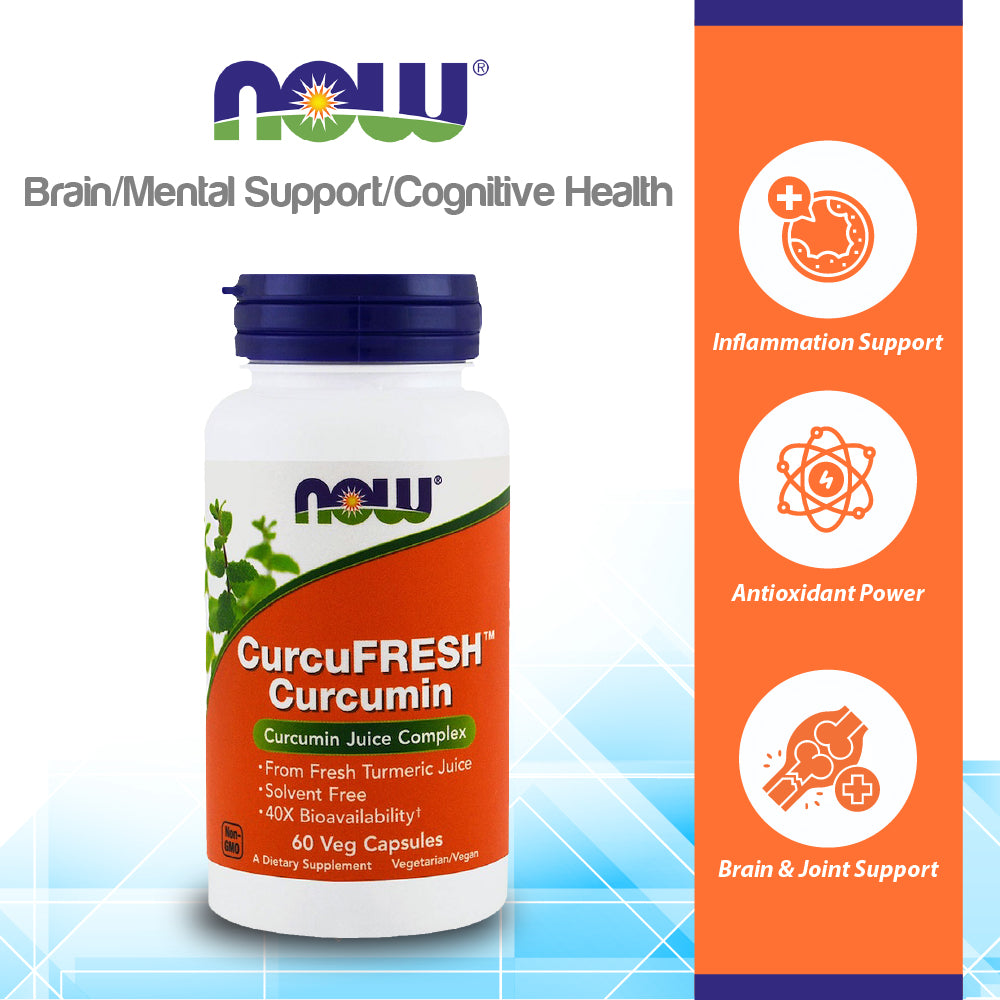 NOW Supplements, CurcuFRESH™ Curcumin, Derived from Fresh Turmeric Juice, Curcumin Juice Complex, 60 Veg Capsules Vitamins & Supplements NOW Foods USA